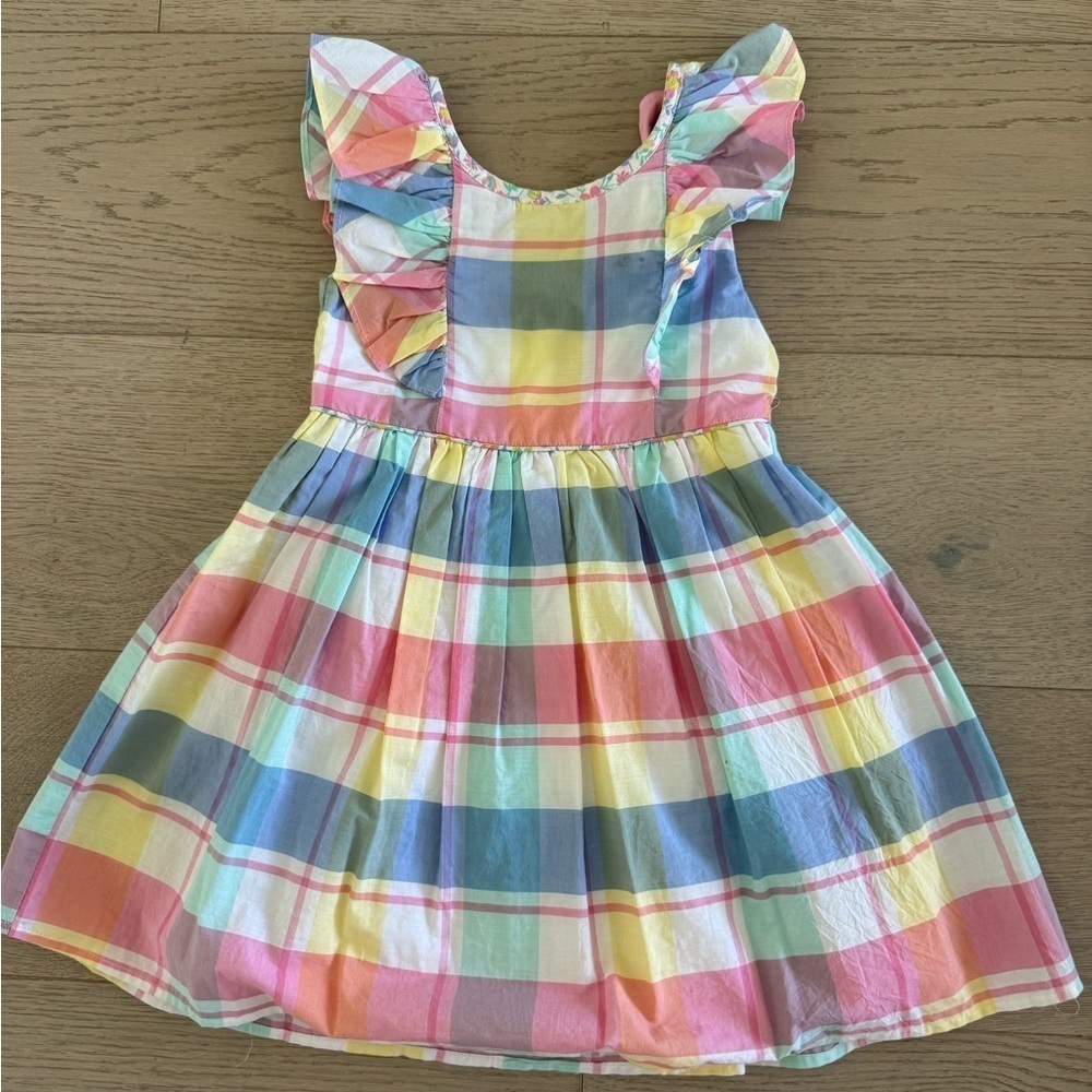 Tommy Bahama Girls Multicolor Plaid Sleeveless Lined Ruffle Dress Size 4